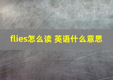 flies怎么读 英语什么意思